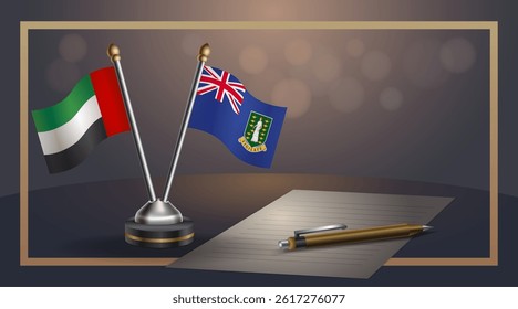 Small national flag of United Arab Emirates and British Virgin Islands flag Relation, Template banner vector Illustration