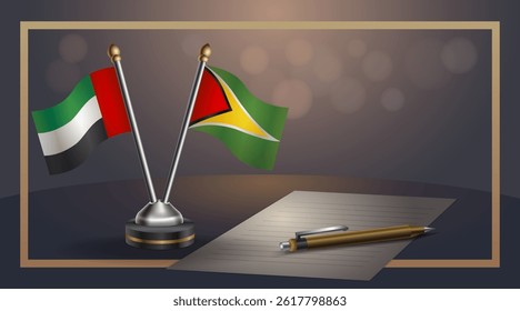 Small national flag of United Arab Emirates and Gunaya flag Relation, Template banner vector Illustration