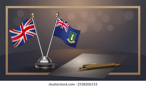 Small national flag of United Kingdom and British Virgin Islands flag Relation, Template banner vector  Illustration
