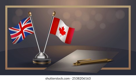 Small national flag of United Kingdom and Canada flag Relation, Template banner vector  Illustration