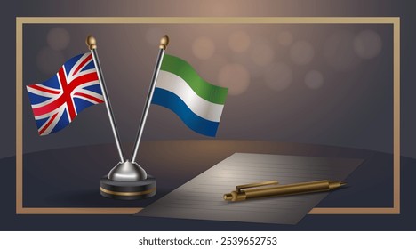 Kleine Nationalflagge von Vereinigtes Königreich und Sierra Leone Fahne Relation, Template Banner Vektor Illustration