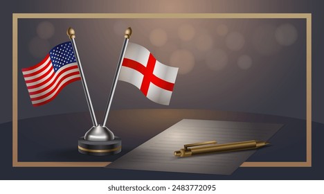 Small national flag of USA and England flag Relation, Template banner vector  Illustration