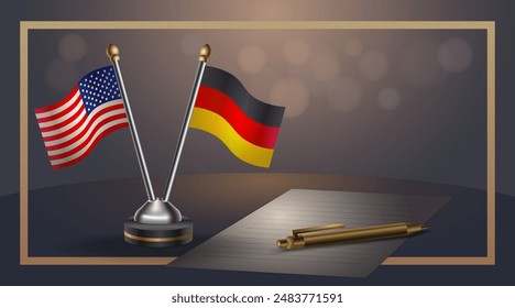 Small national flag of USA and Germany flag Relation, Template banner vector  Illustration