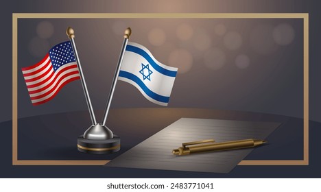Small national flag of USA and Israel flag Relation, Template banner vector  Illustration