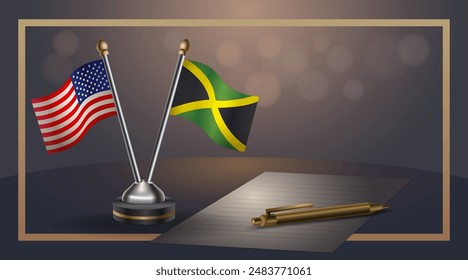 Small national flag of USA and Jamaica flag Relation, Template banner vector  Illustration