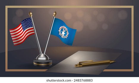 Small national flag of USA and Northern Marianas flag Relation, Template banner vector  Illustration