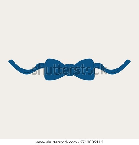 Small navy bow, bow tie style knot. Tiny blue bow illustration, neck accessory. Navy bow tie icon, small decorative knot