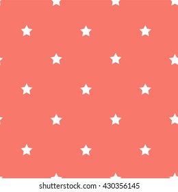 Small neat blue star on the coral trending background seamless pattern