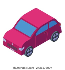 Pequeño icono de coche nuevo vector isométrico. Compra de automóviles. Servicio de venta en stand