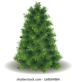 Small new year tree on white background. 