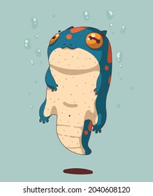 A small newt, swimming in the water