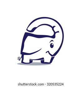 Small nice elephant. Funny character baby elephant. Smiles. Happy. Beautiful.