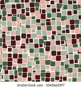 Small Not Accurate Squares Of Different Colors. Grunge, Seamless Pattern. A Cheerful Background. Optimistic Camouflage.