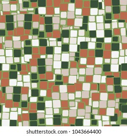 Small Not Accurate Squares Of Different Colors. Grunge, Seamless Pattern. A Cheerful Background. Optimistic Camouflage.