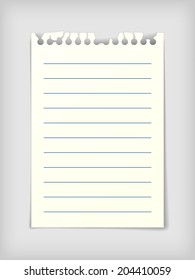 Small note paper sheet, photo realistic vector illustration