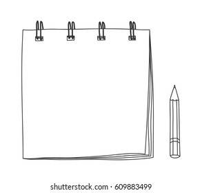 small notebook hand drawn  and pensil line art illustration