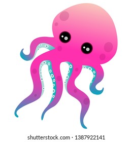 Small octopus swim under the sea