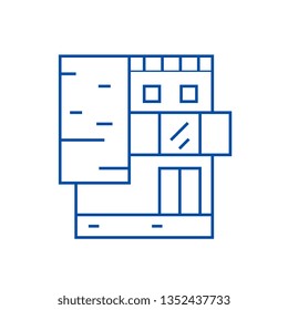 Small office building line icon concept. Small office building flat  vector symbol, sign, outline illustration.