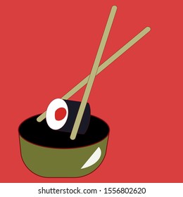 small open vessel, Cup,sushi sticks,rolls