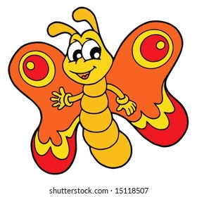 Pequeña mariposa naranja - ilustración vectorial.