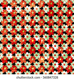 small orange flowers abstract grunge texture seamless pattern