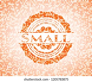 Small orange tile background illustration. Square geometric mosaic seamless pattern with emblem inside.