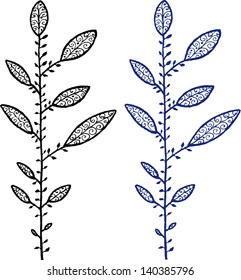 Small ornamental twigs. Hand drawn illustration.