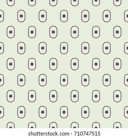 Small oval shapes 60s style seamless vector pattern. Blue on gray fine basic geometric abstract repeat background.