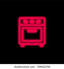 Small Oven red glowing neon ui ux icon. Glowing sign logo vector