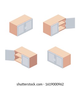 Small overhead cabinet. Vector 3d isometric, color web icon, new flat style. Creative illustration design, idea for infographics.