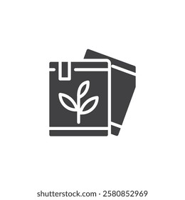 A small packet with seeds vector icon. filled flat sign for mobile concept and web design. Seed Packet glyph icon. Planting and cultivation symbol, logo illustration. Vector graphics