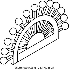 Pequeña almohadilla para sostener muchos pines de sastrería concepto de contorno isométrico, almohadilla o Vector de cojín de alfiler,  personalizado de sastrería, letrero de ropa a medida, materiales de costura ilustración de stock