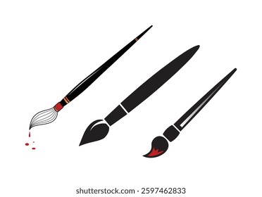 Small paint brush silhouette isolated on white background. Paint brush icon vector illustration design.