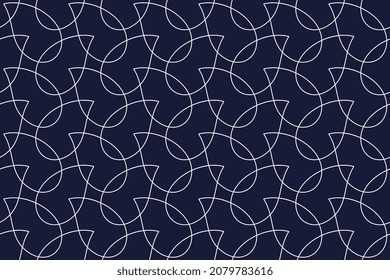 Pequeñas formas de línea abstracta paisley motivos de contorno patrón de contorno de fondo lineal continuo. Diseño de tela geo moderna vestimenta de las damas de la muestra textil, camisa masculina todo el bloque de impresión. Paleta blanca azul clásica.