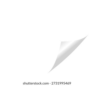 Small paper corner curl icon with folded page peel effect for clean document design overlays