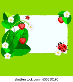 small paper, strawberry and ladybug