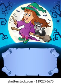 Small parchment and cute witch 3 - eps10 vector illustration.