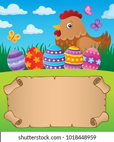 Small parchment with Easter hen 1 - eps10 vector illustration.