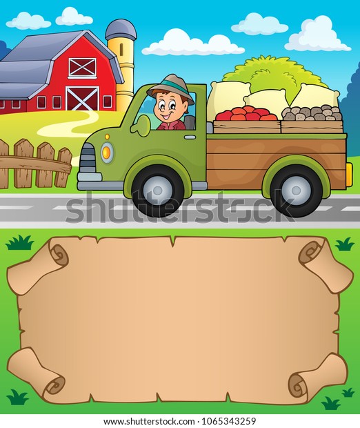 Small parchment and farm truck - eps10\
vector illustration.