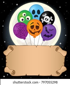 Pequeño pergamino y globos de Halloween 2 - ilustración vectorial eps10.