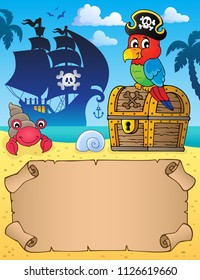 Small parchment with pirate parrot - eps10 vector illustration.