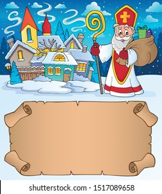 Pequeño pergamino y Saint Nicholas 3 - eps10 ilustración vectorial.