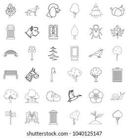 Small park icons set. Outline set of 36 small park vector icons for web isolated on white background