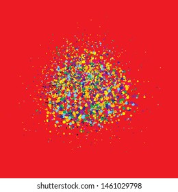 Small particles of colored confetti on a color background. Festive vector illustration 

