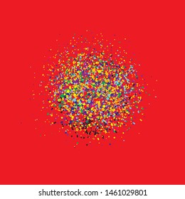 Small particles of colored confetti on a color background. Festive vector illustration 
