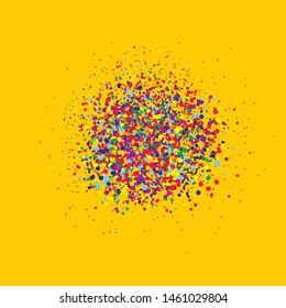 Small particles of colored confetti on a color background. Festive vector illustration 
