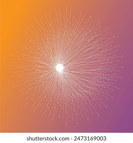 Small particles Neuron Growth strive out of center randomly. Organic growth of tentacles. Technology Background