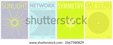 Small particles on radial lines diverge from the centre. Solar or stellar radiation. Cobweb. Grid. Science or technology background. Illustration for card, cover, banner, flyer, poster or brochure.