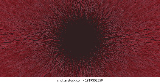 Las pequeñas partículas se esfuerzan fuera del centro. Matriz con partículas dinámicas. Diseño abstracto de cuadrícula. Ilustración vectorial en estilo tecnológico. Se puede usar para la ciencia o la educación.