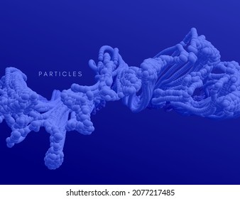 Small particles strive out of center. Abstract background with dynamic effect. 3d vector illustration in technology style. 